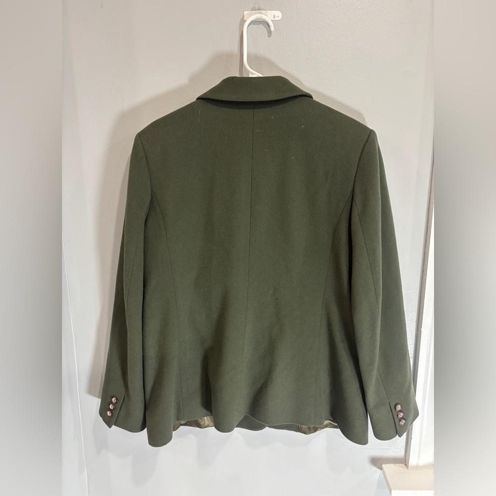 LL Bean Wool Cashmere Blend Green Blazer Jacket Green14 Petite Business - Picture 9 of 12